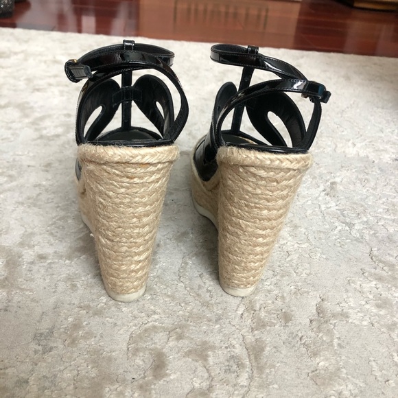 YSL black patent leather espadrille wedges - Picture 4 of 5